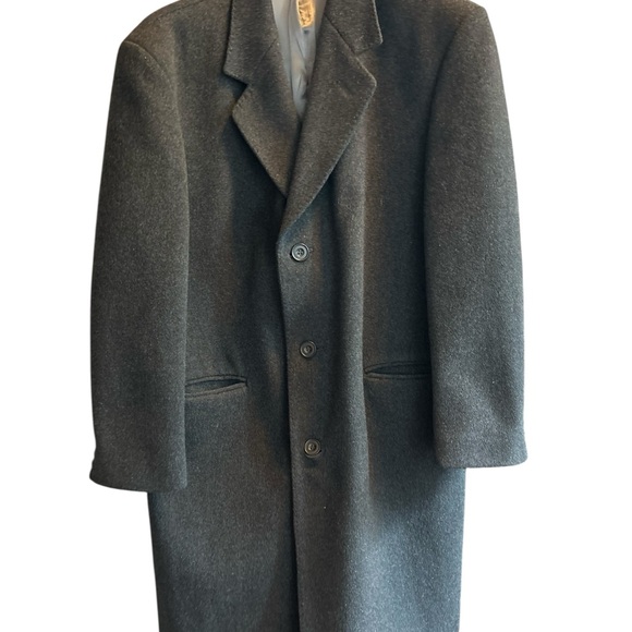 Austin Arnold Men's Charcoal Gray Wool Blend Overcoat L Formal Winter vintage - Picture 12 of 15